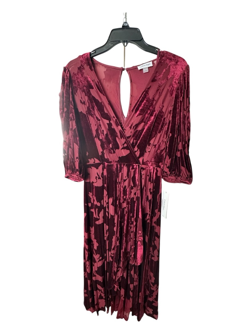 NWT Calvin Klein Red Velvet Floral Dress (Size 10P)